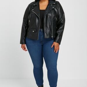 Torrid Black Faux Leather Jacket Plus Size Moto Size 3